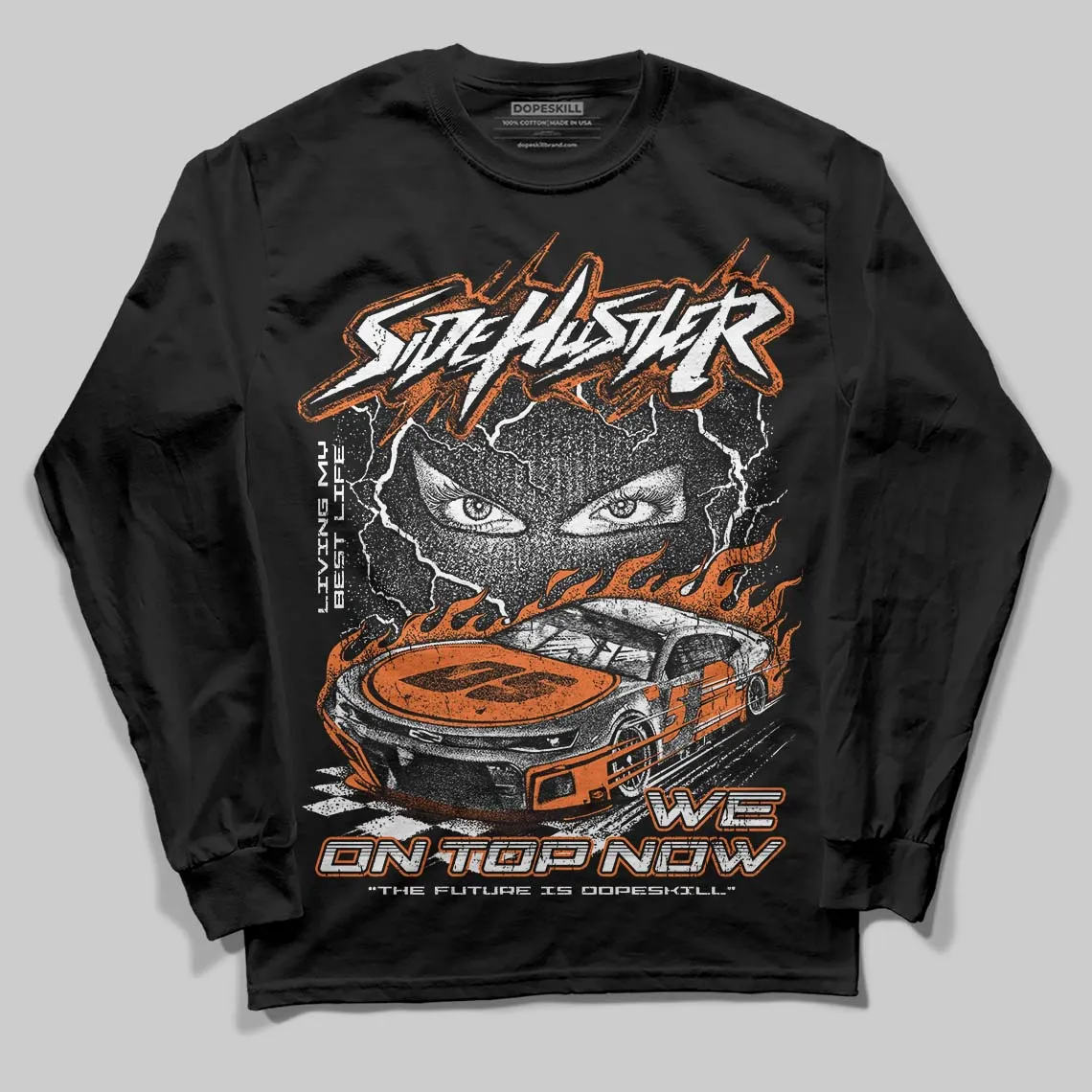 Orange Black White DopeSkill Long Sleeve T-Shirt New Side Hustler Graphic sold by DopeSkill product image thumbnail 2
