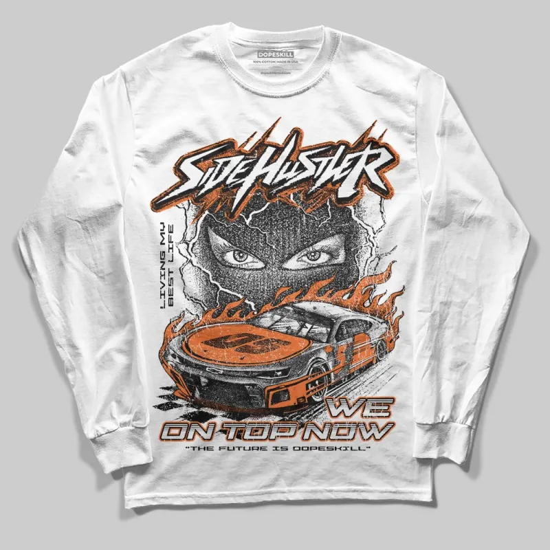 Orange Black White DopeSkill Long Sleeve T-Shirt New Side Hustler Graphic sold by DopeSkill