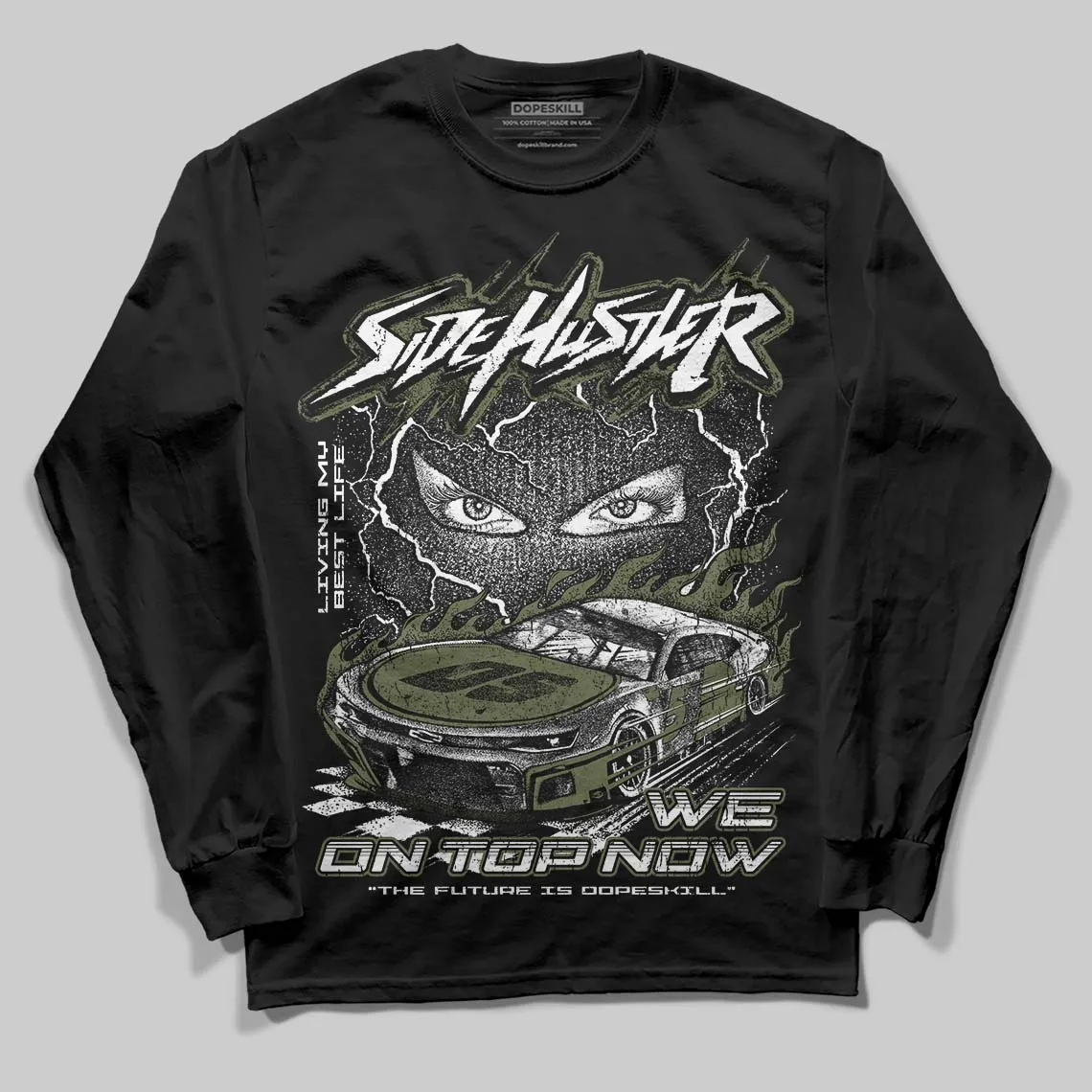 Olive Collection DopeSkill Long Sleeve T-Shirt New Side Hustler Graphic sold by DopeSkill product image thumbnail 2