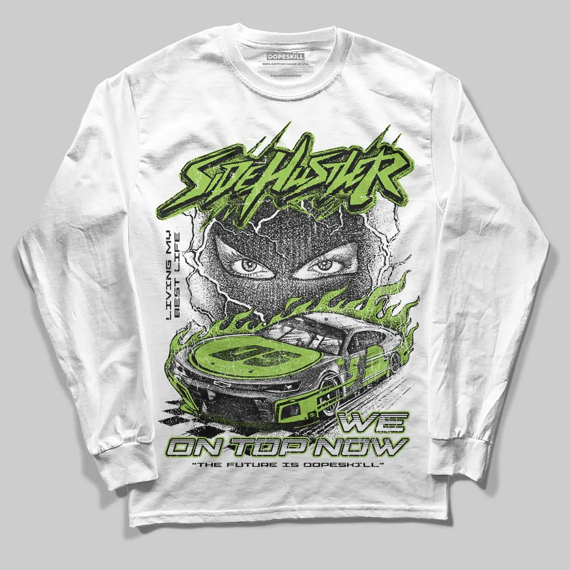 Neon Green Collection DopeSkill Long Sleeve T-Shirt New Side Hustler Graphic sold by DopeSkill product image thumbnail 2