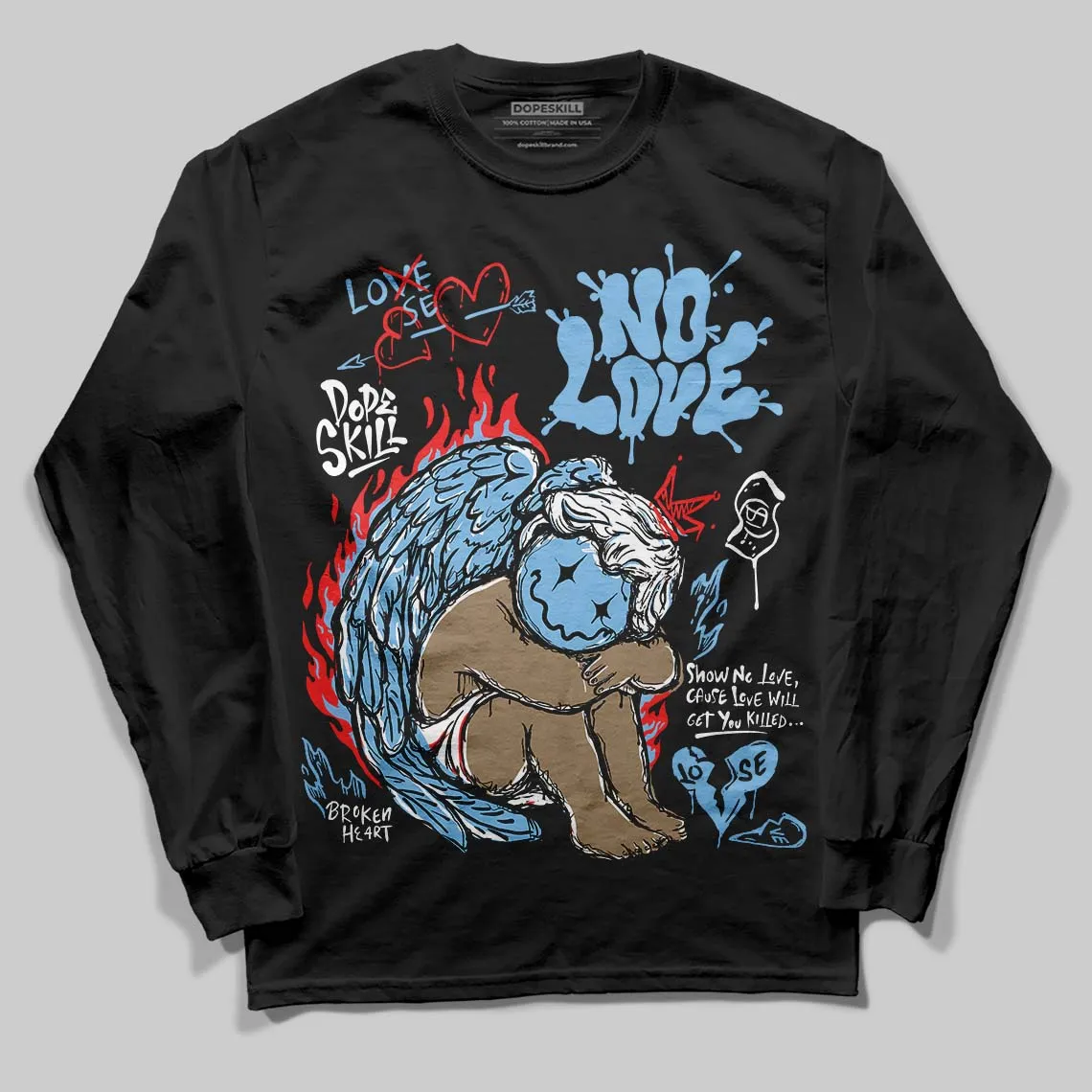 University Blue 6s DopeSkill Long Sleeve T-Shirt No Love Graphic sold by DopeSkill product image thumbnail 2
