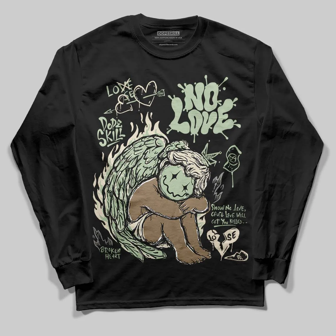 Seafoam 4s 2025 DopeSkill Long Sleeve T-Shirt No Love Graphic sold by DopeSkill