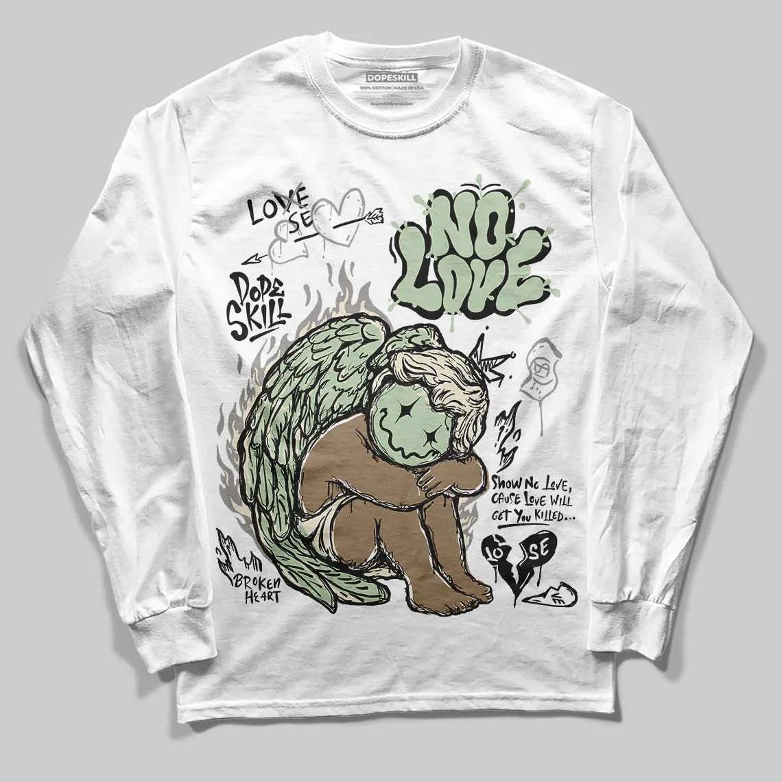 Seafoam 4s 2025 DopeSkill Long Sleeve T-Shirt No Love Graphic sold by DopeSkill product image thumbnail 2