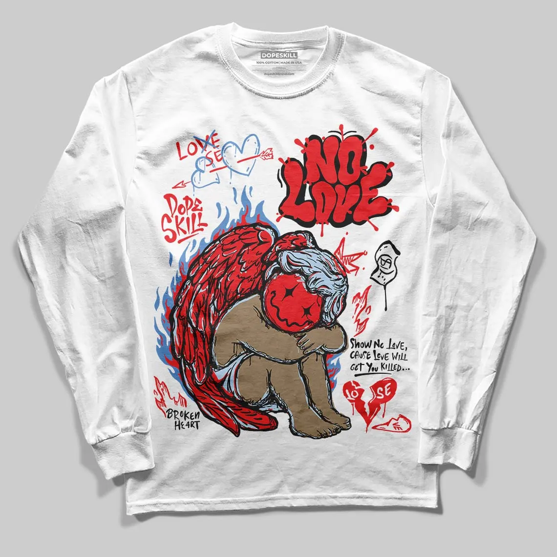 Cherry 11s DopeSkill Long Sleeve T-Shirt No Love Graphic sold by DopeSkill