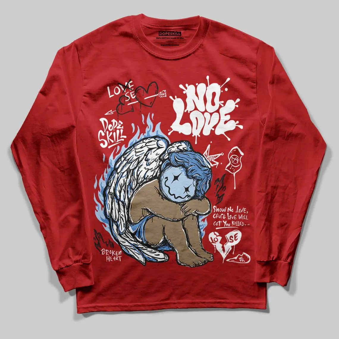Cherry 11s DopeSkill Long Sleeve T-Shirt No Love Graphic sold by DopeSkill product image thumbnail 3