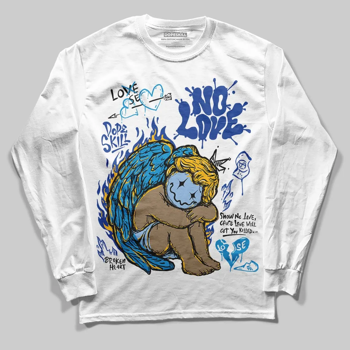 Royal Blue Collection DopeSkill Long Sleeve T-Shirt No Love Graphic sold by DopeSkill