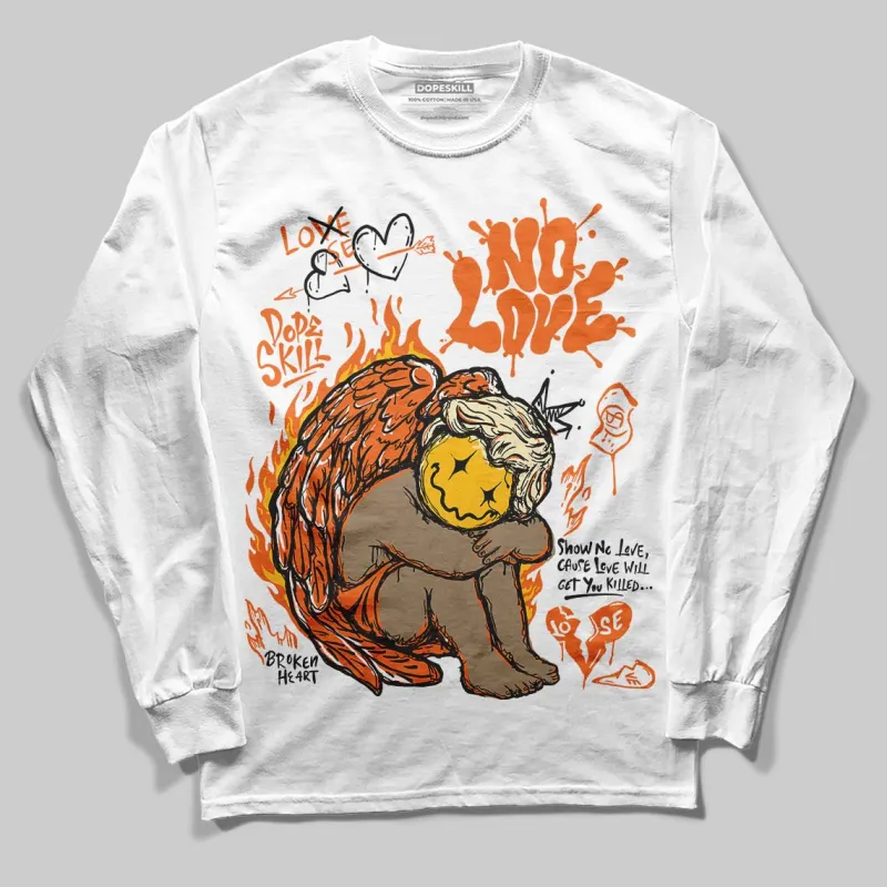 Orange Black White DopeSkill Long Sleeve T-Shirt No Love Graphic sold by DopeSkill