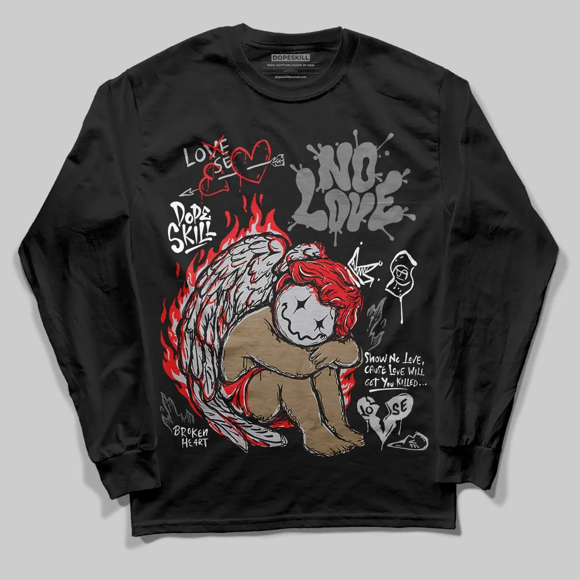 Grey Collection DopeSkill Long Sleeve T-Shirt No Love Graphic sold by DopeSkill product image thumbnail 2