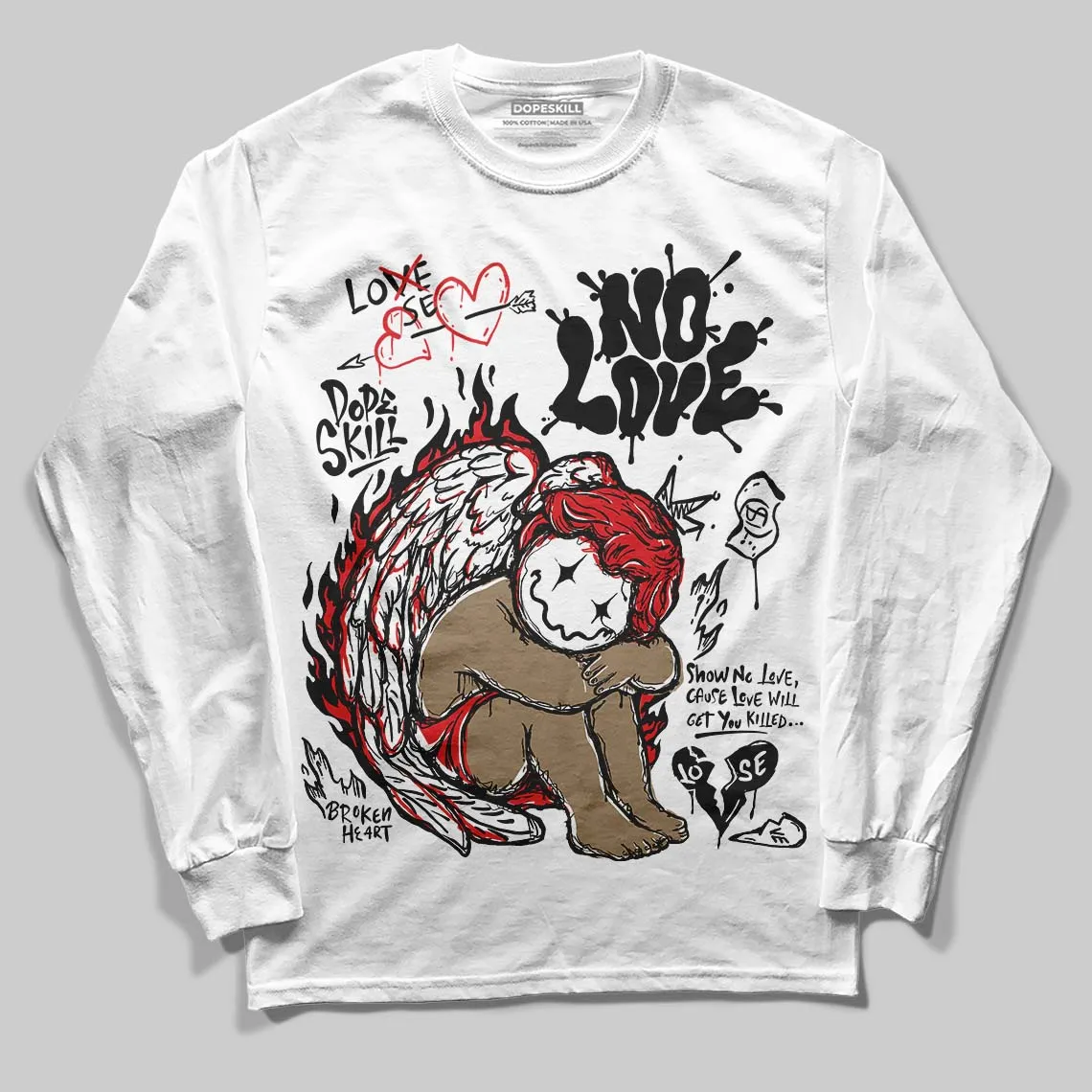 Black and White Collection DopeSkill Long Sleeve T-Shirt No Love Graphic sold by DopeSkill product image thumbnail 2