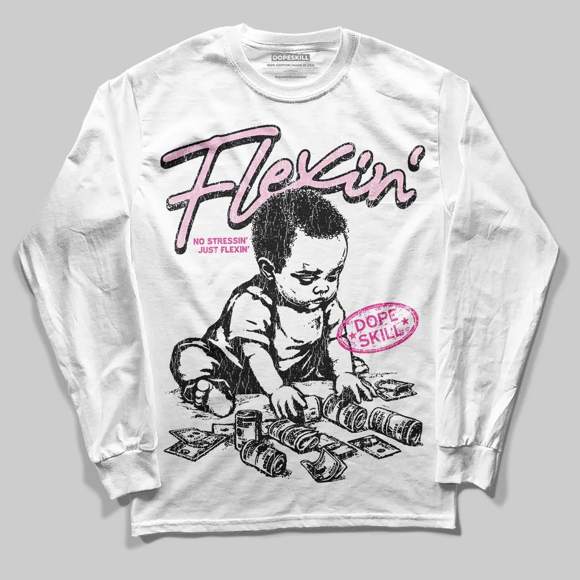 Triple Pink Dunk DopeSkill Long Sleeve T-Shirt Flexin' Graphic sold by DopeSkill