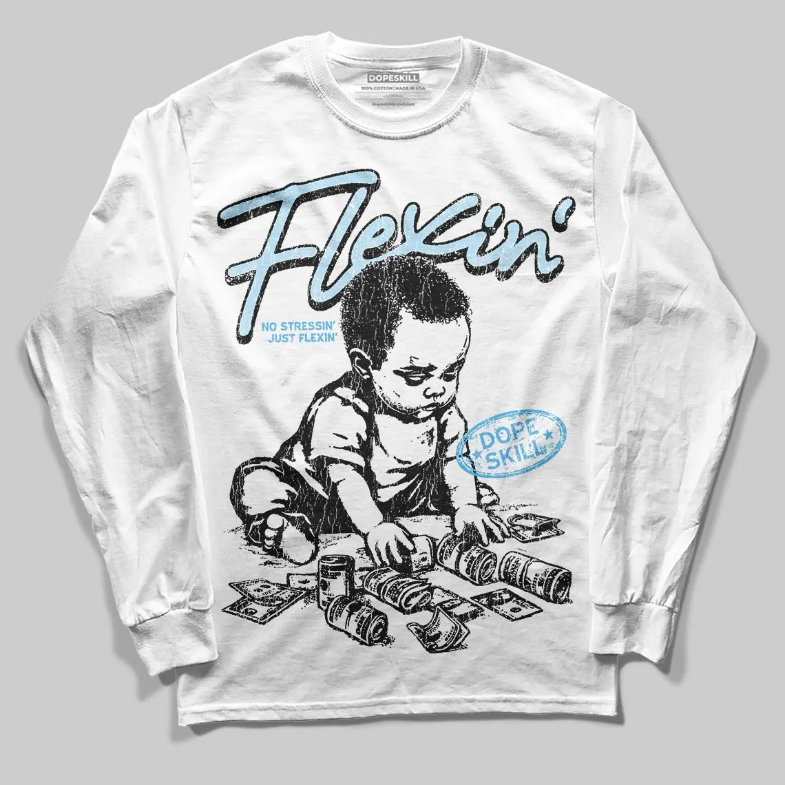 Legend Blue 11s DopeSkill Long Sleeve T-Shirt Flexin' Graphic sold by DopeSkill