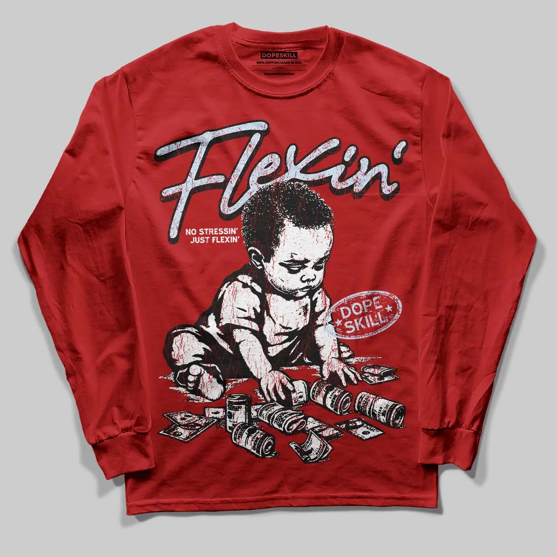 Cherry 11s DopeSkill Long Sleeve T-Shirt Flexin' Graphic sold by DopeSkill product image thumbnail 3