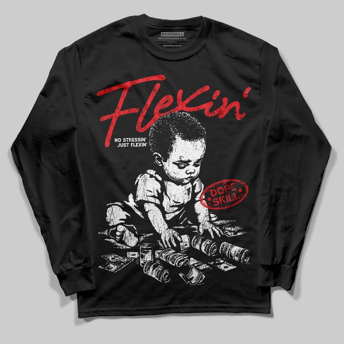 Cherry 11s DopeSkill Long Sleeve T-Shirt Flexin' Graphic sold by DopeSkill product image thumbnail 2