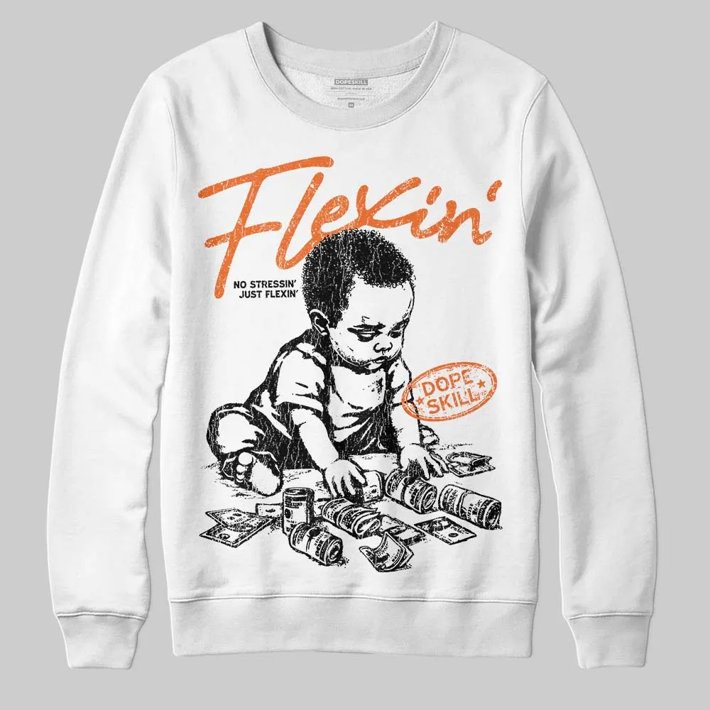 Orange Black White DopeSkill Sweatshirt Flexin' Graphic sold by DopeSkill