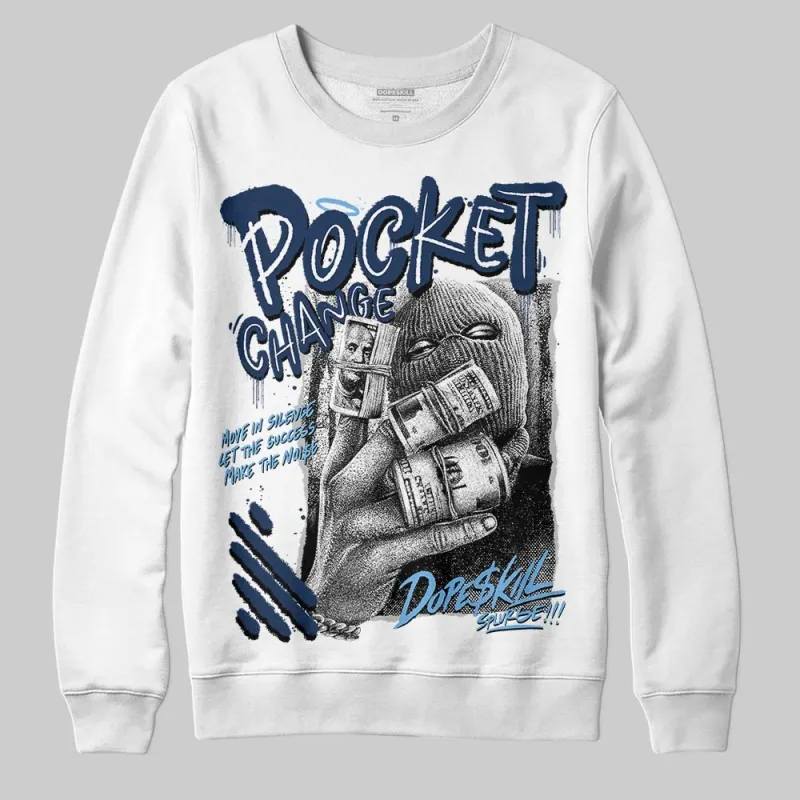 Summit White Navy 4s DopeSkill Sweatshirt Pocket Change Graphic sold by DopeSkill