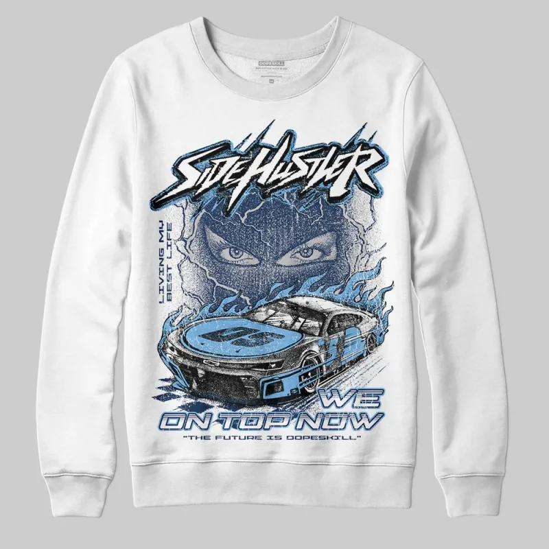 Summit White Navy 4s DopeSkill Sweatshirt New Side Hustler Graphic sold by DopeSkill