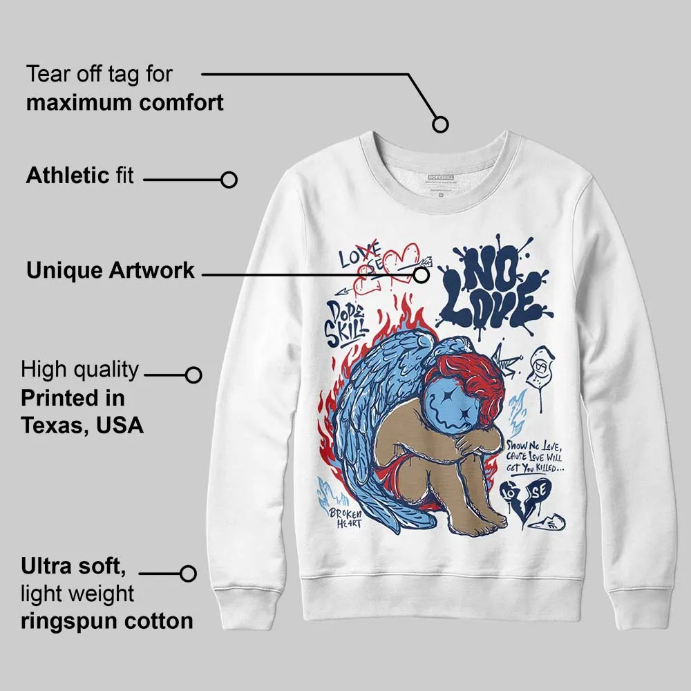 Summit White Navy 4s DopeSkill Sweatshirt No Love Graphic sold by DopeSkill product image thumbnail 3