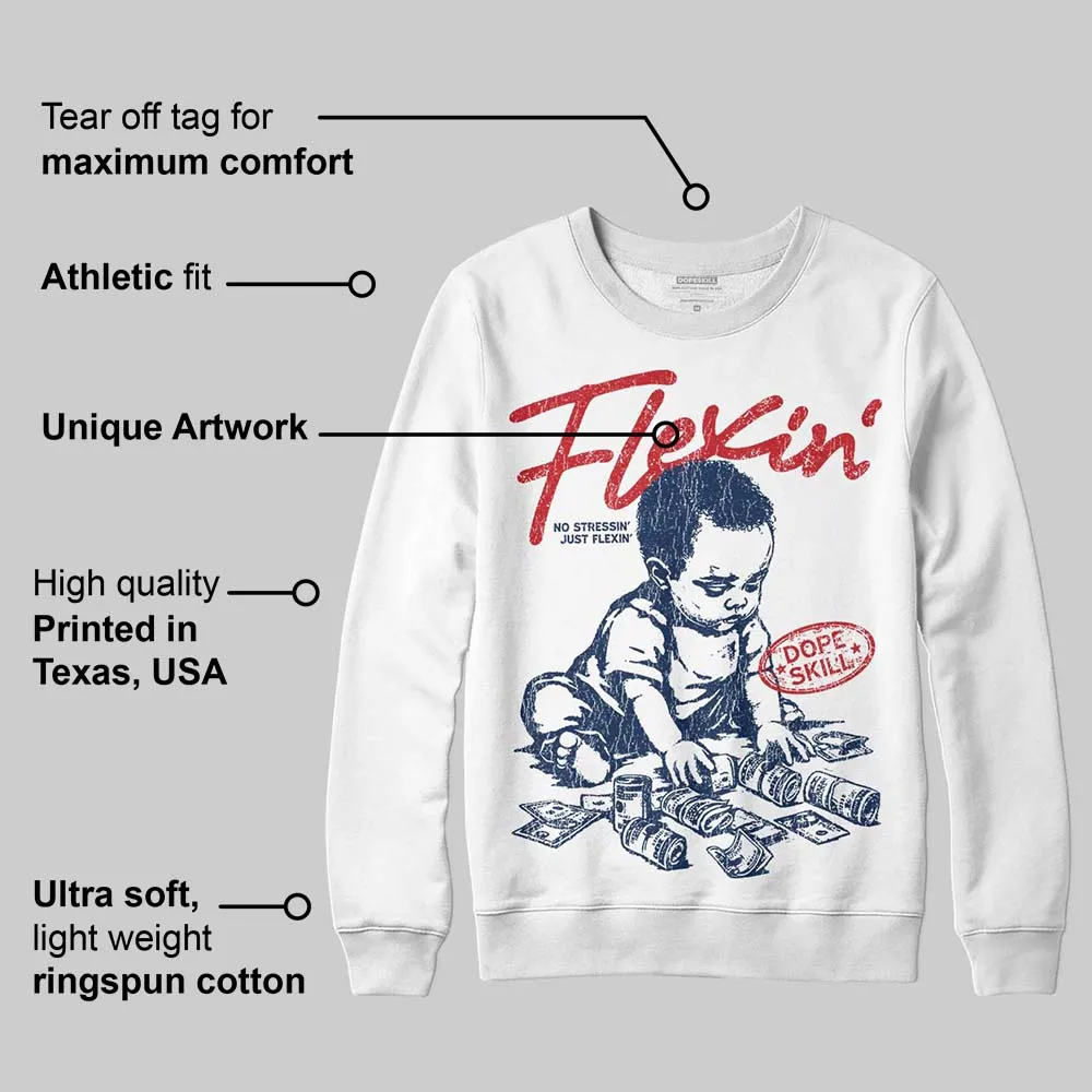 Summit White Navy 4s DopeSkill Sweatshirt Flexin' Graphic sold by DopeSkill product image thumbnail 3