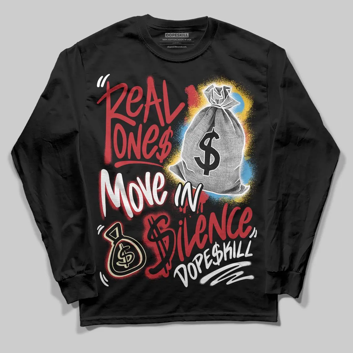Union LA x Air Retro OG 1s DopeSkill Long Sleeve T-Shirt Real Ones Move In Silence Graphic sold by DopeSkill product image thumbnail 2