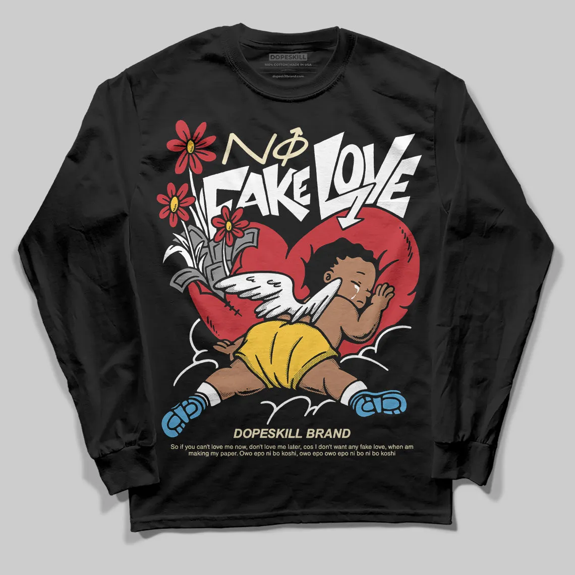 Union LA x Air Retro OG 1s DopeSkill Long Sleeve T-Shirt No Fake Love Graphic sold by DopeSkill product image thumbnail 2