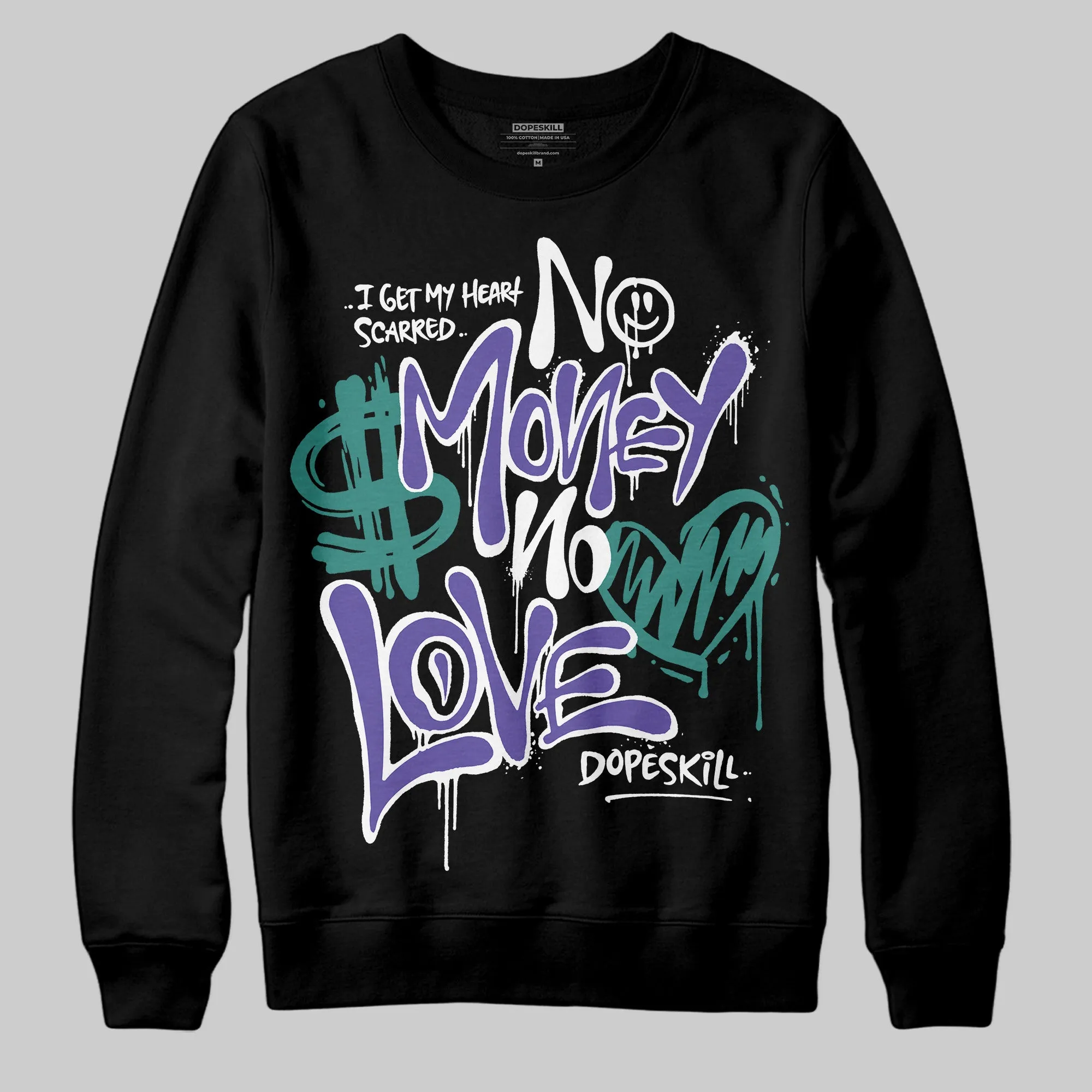 Grape 5s DopeSkill Sweatshirt No Money No Love Typo Graphic sold by DopeSkill product image thumbnail 2
