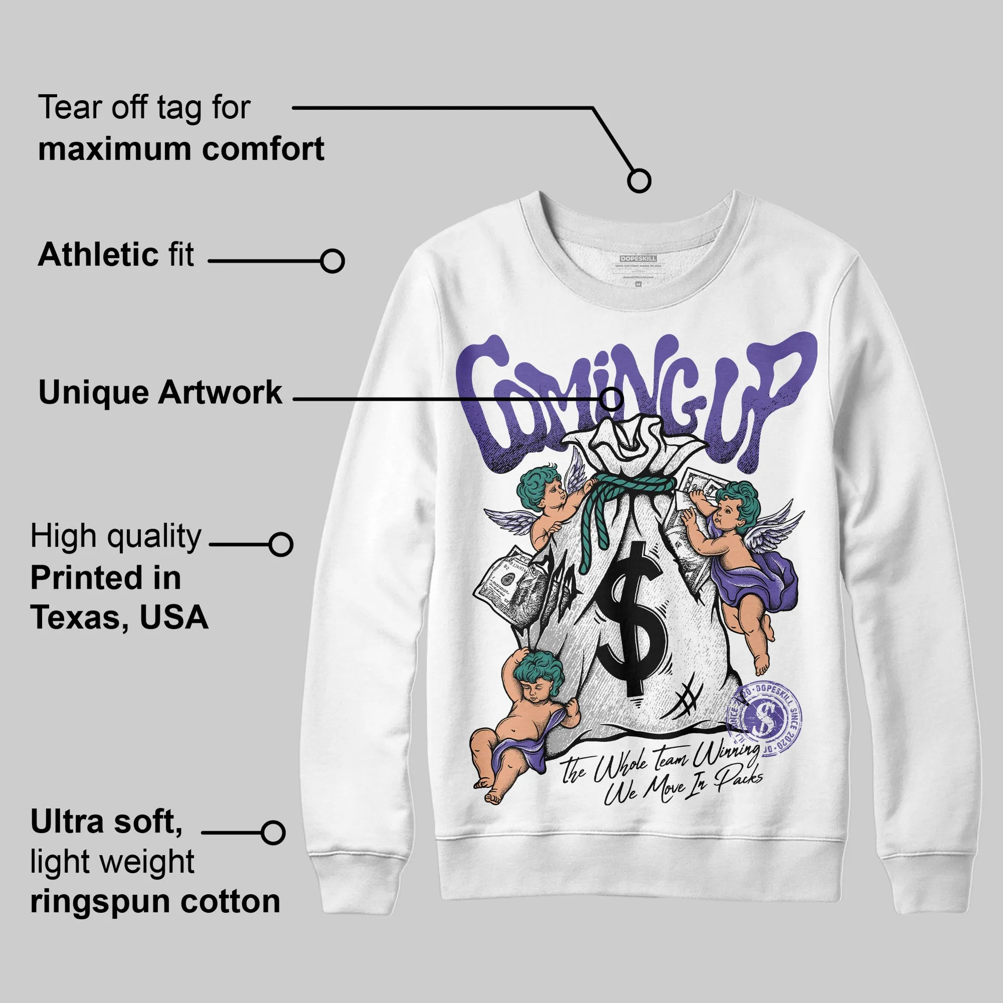 Grape 5s DopeSkill Sweatshirt Money Bag Coming Up Graphic sold by DopeSkill product image thumbnail 4