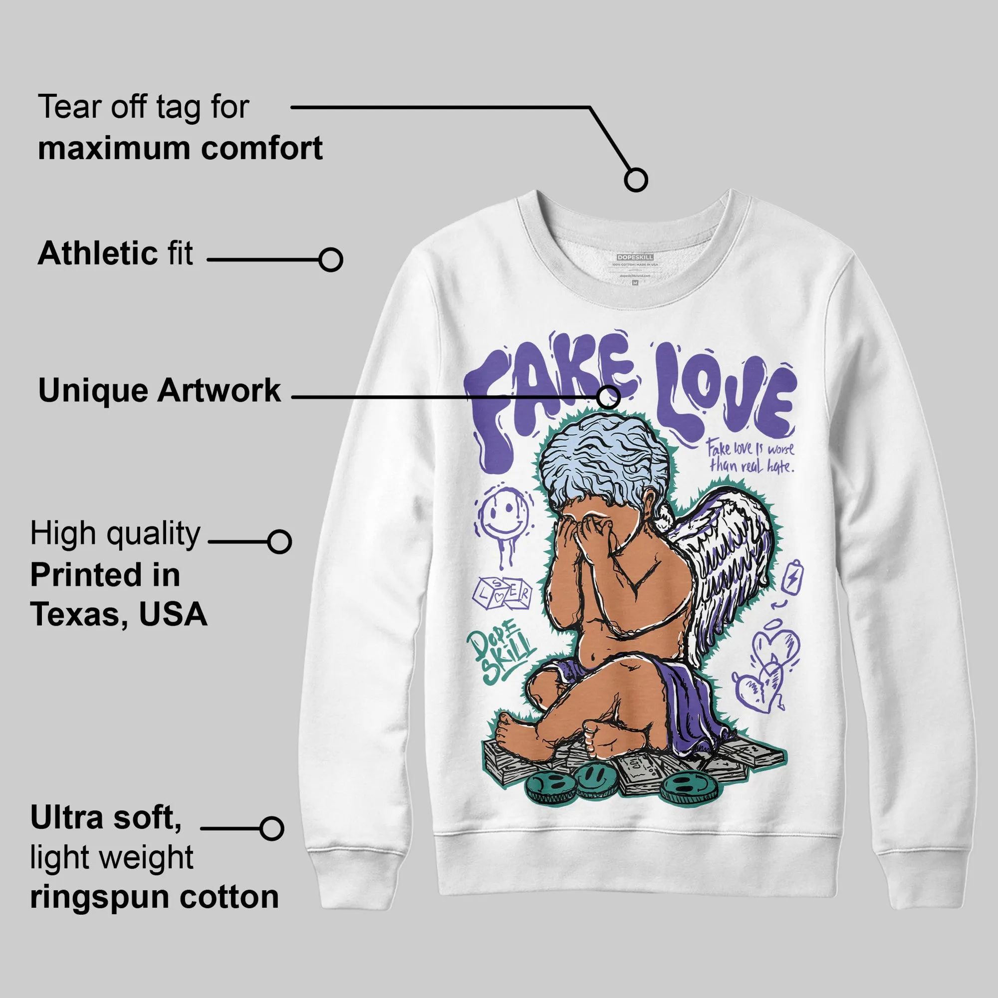 Grape 5s DopeSkill Sweatshirt False Love Graphic sold by DopeSkill product image thumbnail 4