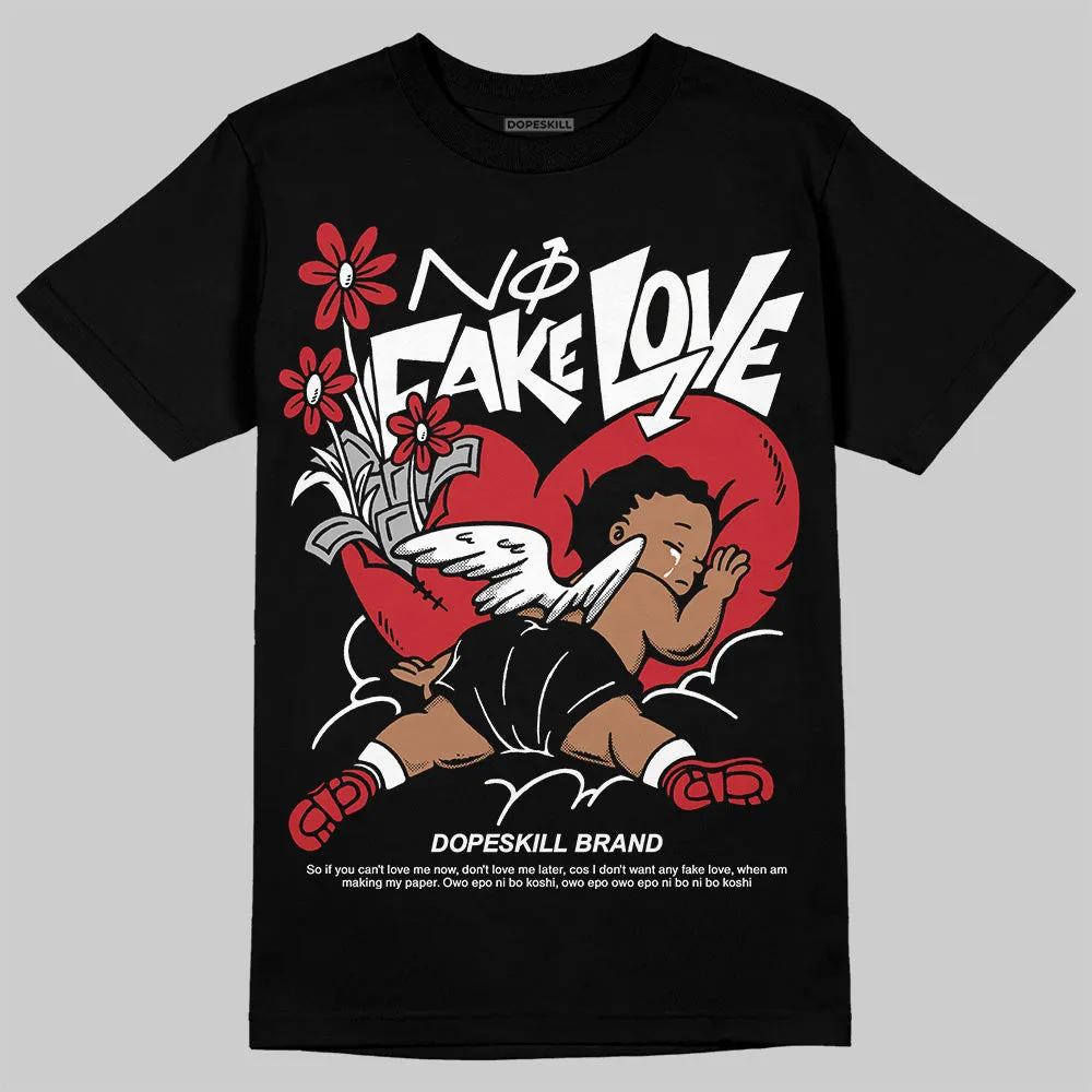 Bred 11s DopeSkill T-Shirt No Fake Love Graphic sold by DopeSkill product image thumbnail 2