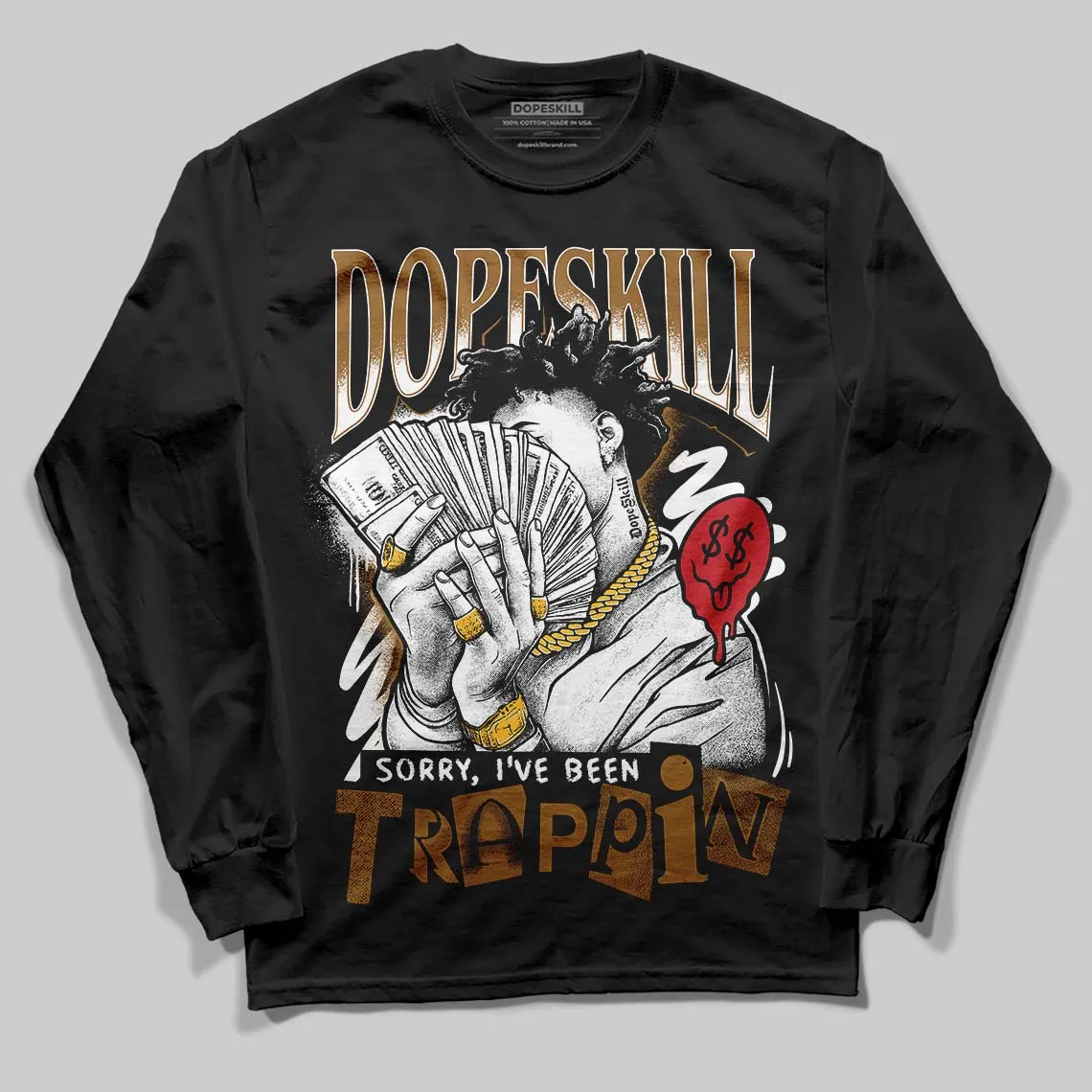 Rookie Of The Year 1s DopeSkill Long Sleeve T-Shirt Sorry I've Been Trappin Graphic sold by DopeSkill product image thumbnail 2