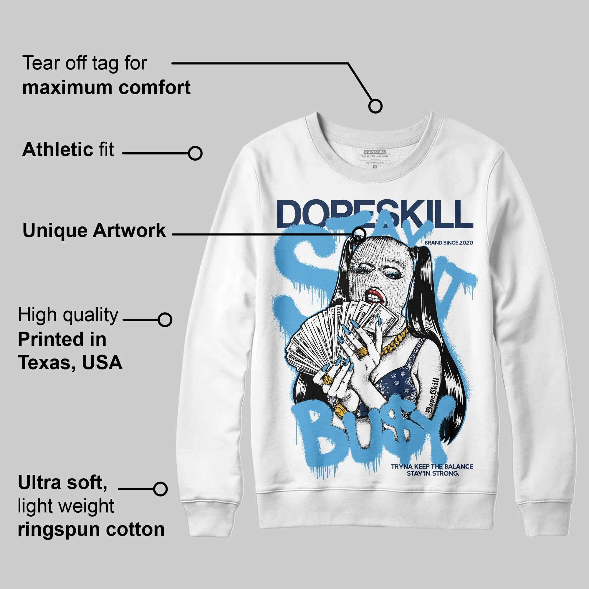 Obsidian 1s 2025 DopeSkill Sweatshirt Stay It Busy Graphic sold by DopeSkill product image thumbnail 3