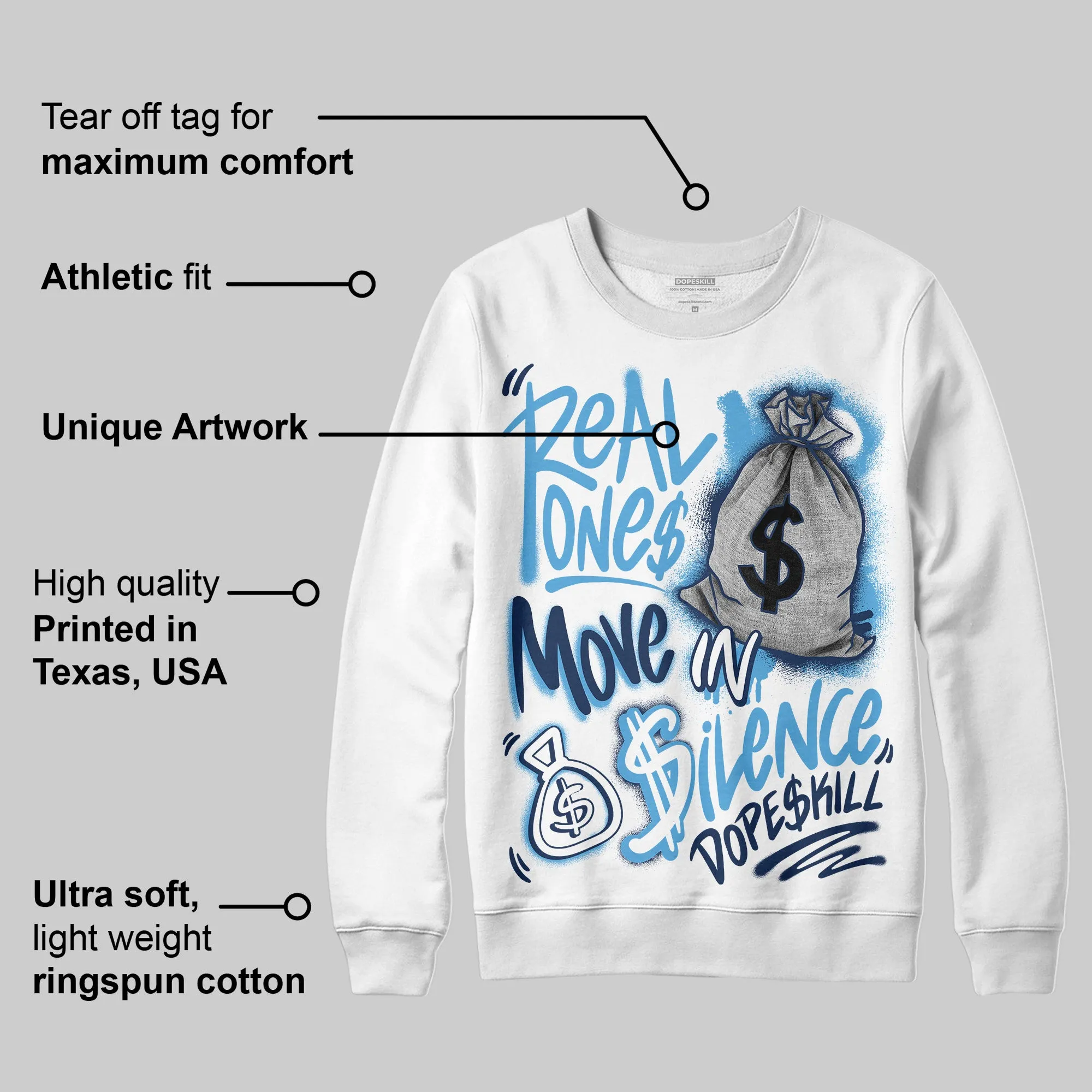 Obsidian 1s 2025 DopeSkill Sweatshirt Real Ones Move In Silence Graphic sold by DopeSkill product image thumbnail 3