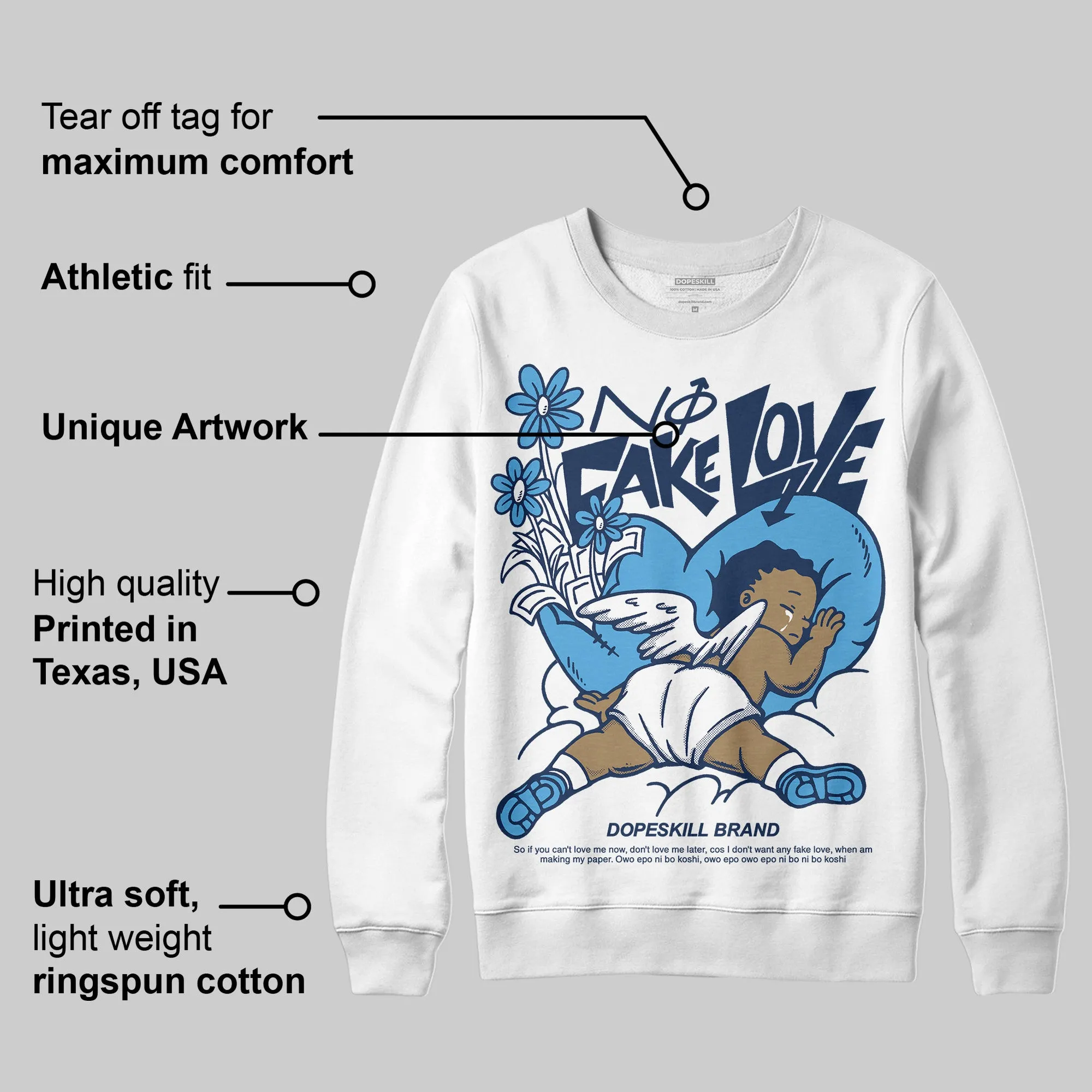 Obsidian 1s 2025 DopeSkill Sweatshirt No Fake Love Graphic sold by DopeSkill product image thumbnail 3