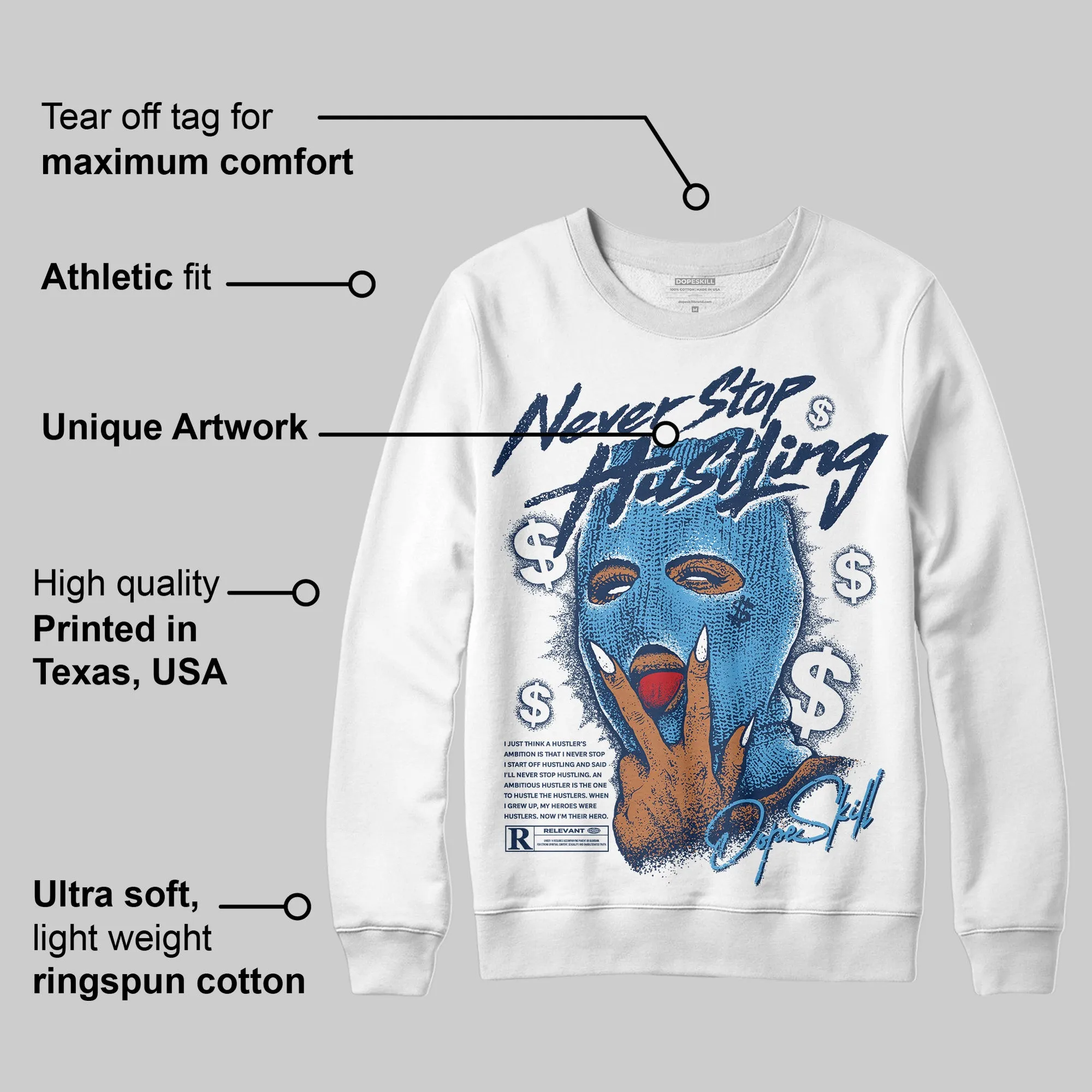 Obsidian 1s 2025 DopeSkill Sweatshirt Never Stop Hustling Graphic sold by DopeSkill product image thumbnail 3