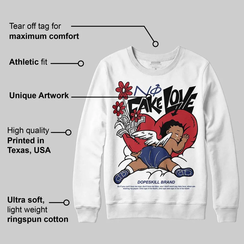 Rare Air Deep Royal Blue 1s DopeSkill Sweatshirt No Fake Love Graphic sold by DopeSkill product image thumbnail 3