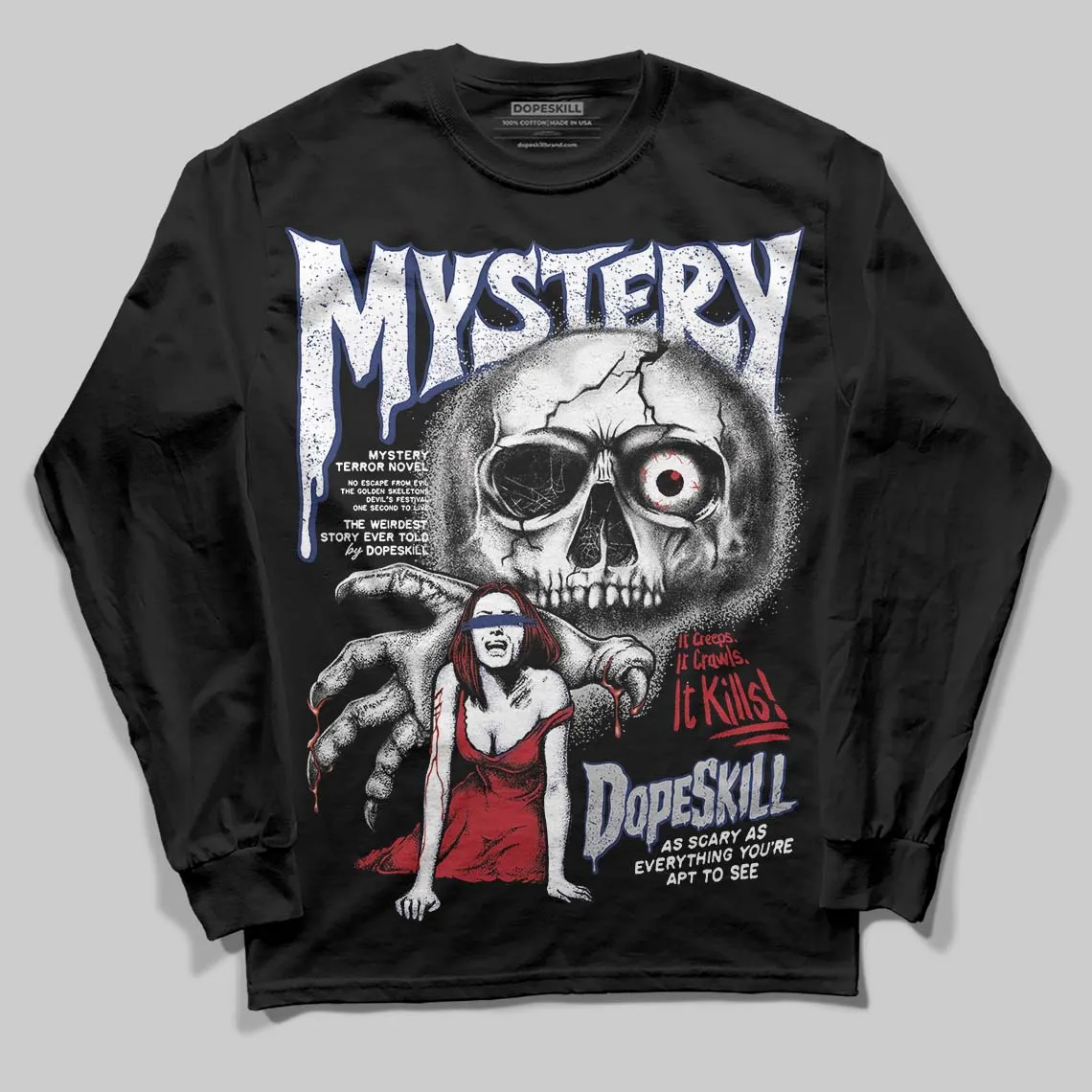 Rare Air Deep Royal Blue 1s DopeSkill Long Sleeve T-Shirt Mystery Ghostly Grasp Graphic sold by DopeSkill product image thumbnail 2