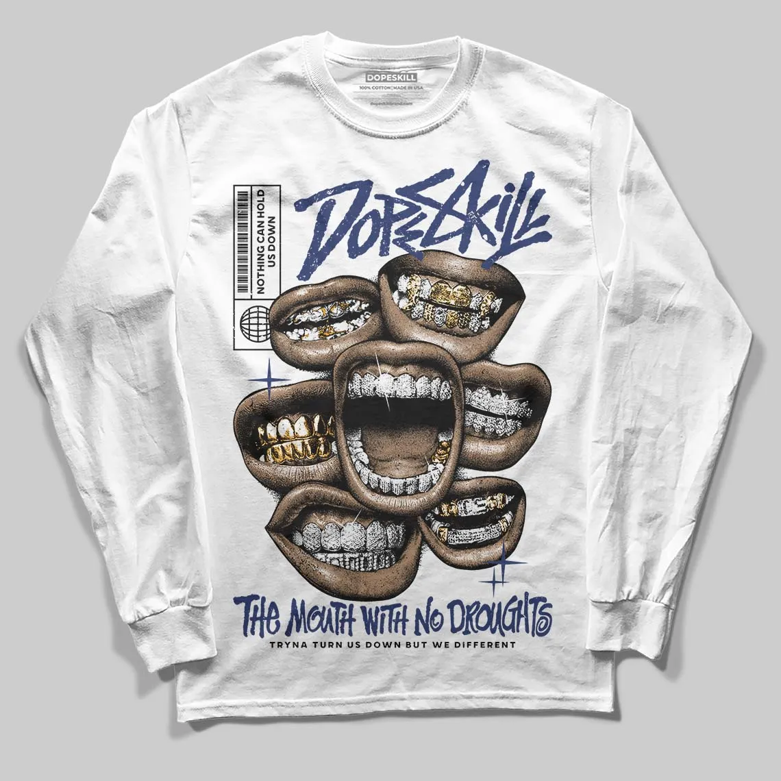 Rare Air Deep Royal Blue 1s DopeSkill Long Sleeve T-Shirt The Mouth With No Droughts Graphic sold by DopeSkill