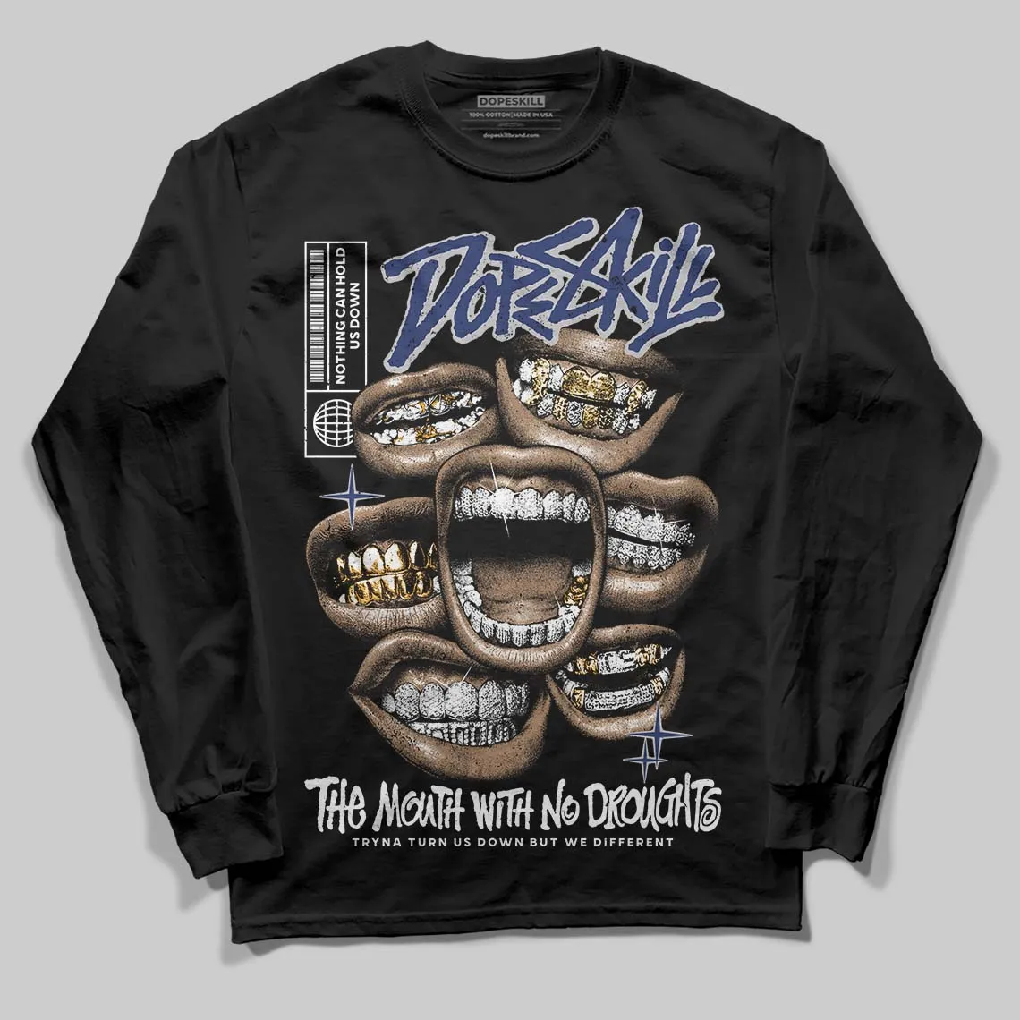 Rare Air Deep Royal Blue 1s DopeSkill Long Sleeve T-Shirt The Mouth With No Droughts Graphic sold by DopeSkill product image thumbnail 2