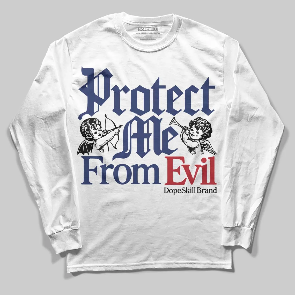 Rare Air Deep Royal Blue 1s DopeSkill Long Sleeve T-Shirt Protect Me From Evil Graphic sold by DopeSkill