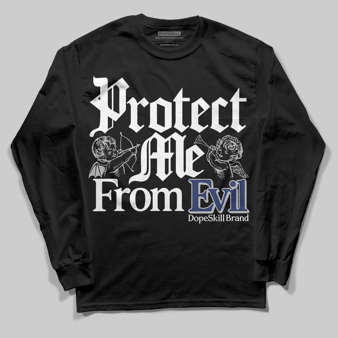 Rare Air Deep Royal Blue 1s DopeSkill Long Sleeve T-Shirt Protect Me From Evil Graphic sold by DopeSkill product image thumbnail 2