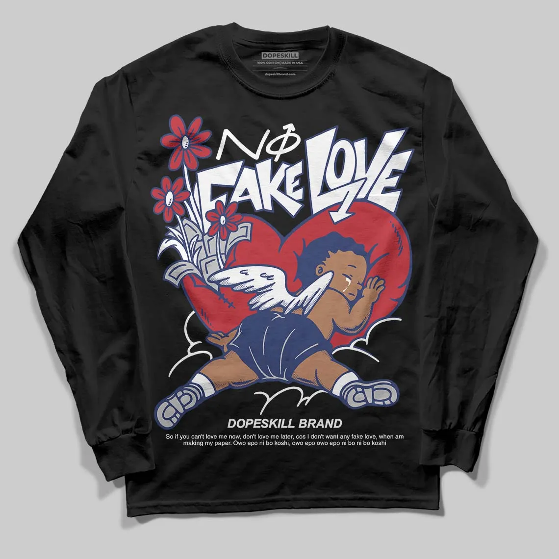 Rare Air Deep Royal Blue 1s DopeSkill Long Sleeve T-Shirt No Fake Love Graphic sold by DopeSkill product image thumbnail 2