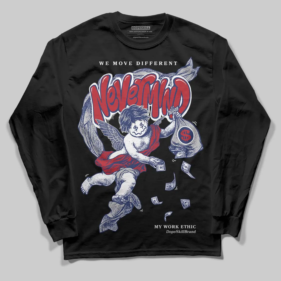 Rare Air Deep Royal Blue 1s DopeSkill Long Sleeve T-Shirt Nevermind Graphic sold by DopeSkill product image thumbnail 2