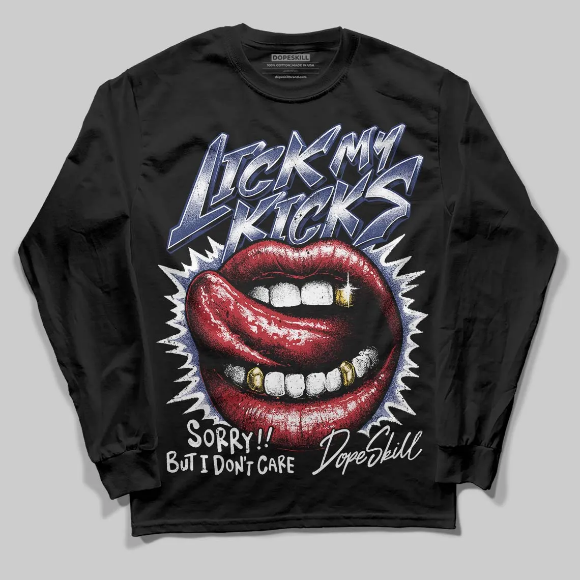 Rare Air Deep Royal Blue 1s DopeSkill Long Sleeve T-Shirt Lick My Kicks Graphic sold by DopeSkill product image thumbnail 2