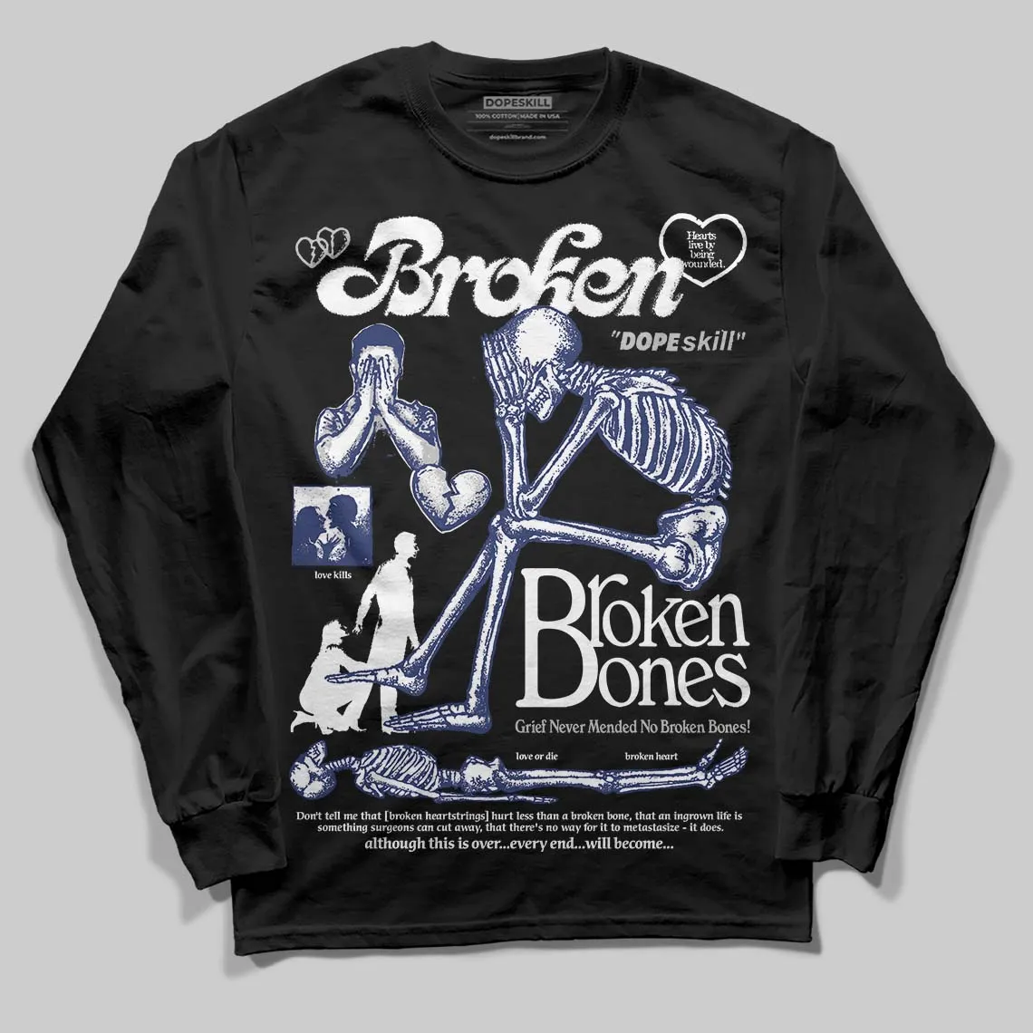Rare Air Deep Royal Blue 1s DopeSkill Long Sleeve T-Shirt Broken Bones Graphic sold by DopeSkill product image thumbnail 2