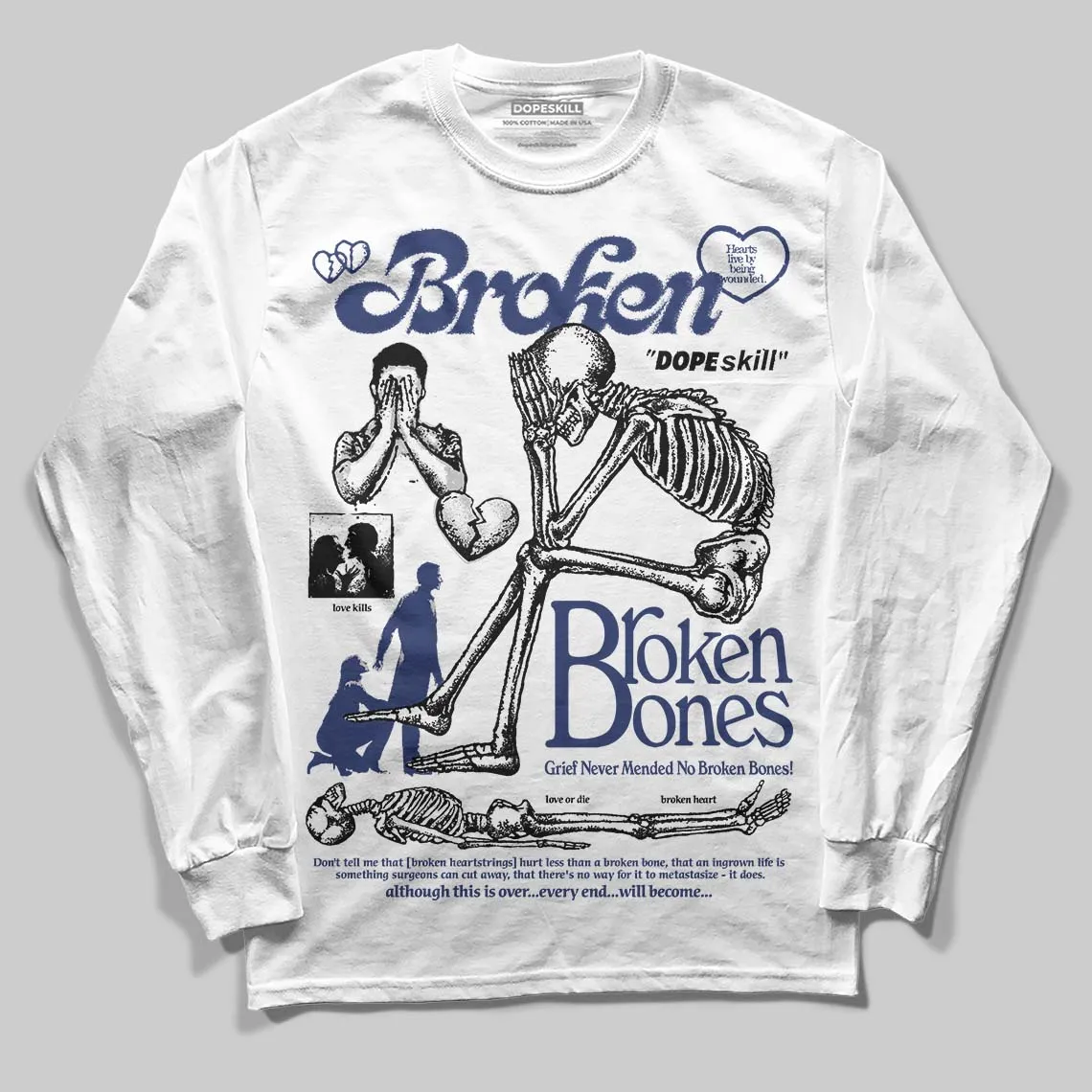 Rare Air Deep Royal Blue 1s DopeSkill Long Sleeve T-Shirt Broken Bones Graphic sold by DopeSkill