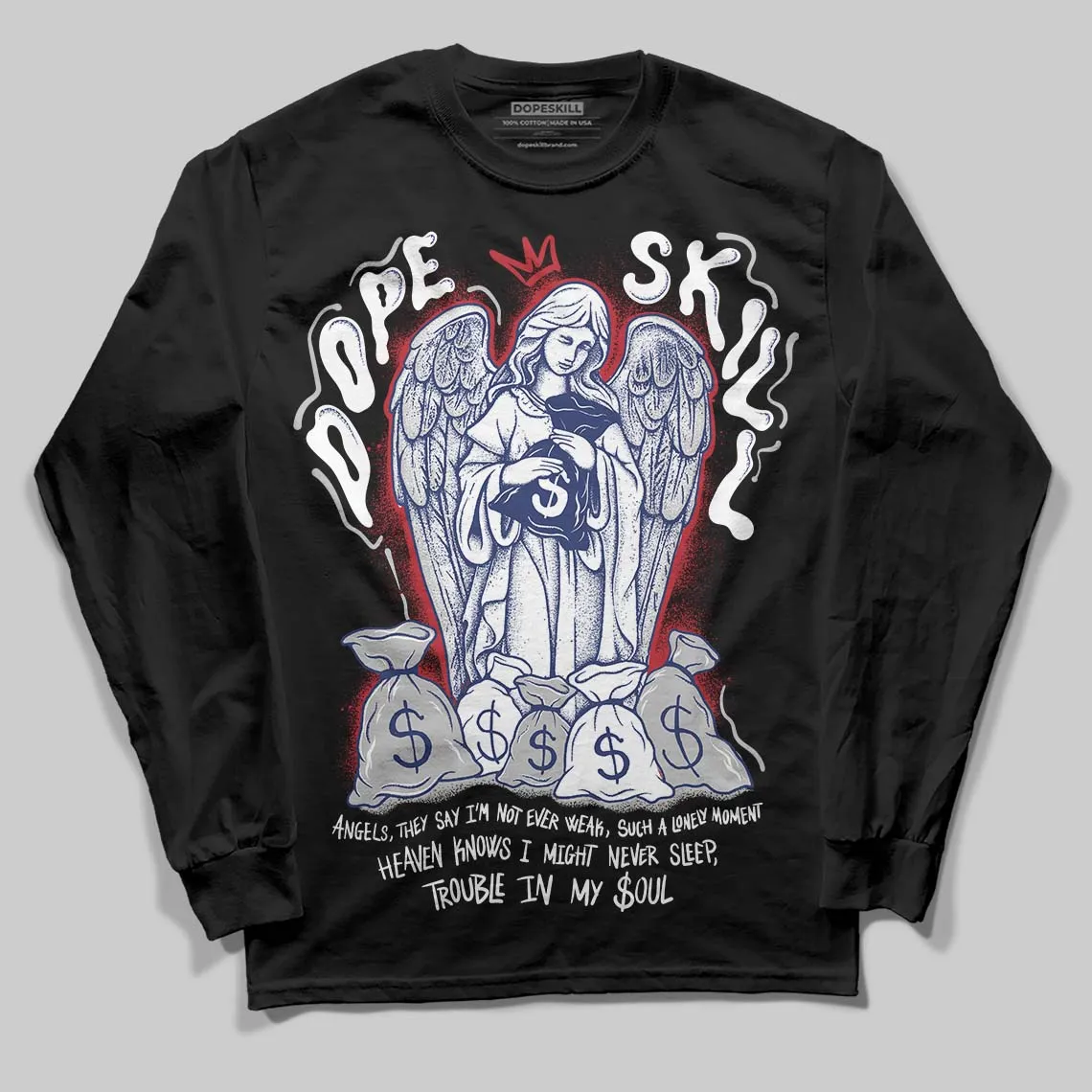 Rare Air Deep Royal Blue 1s DopeSkill Long Sleeve T-Shirt Angels Graphic sold by DopeSkill product image thumbnail 2