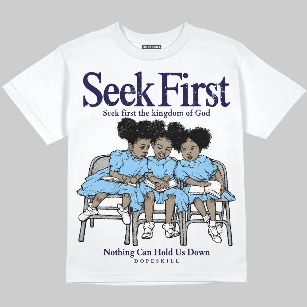 University Blue Collection DopeSkill Oversize Print T-Shirt New Seek First Graphic sold by DopeSkill
