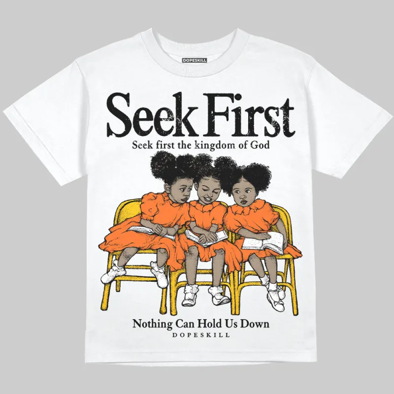 Orange Black White DopeSkill Oversize Print T-Shirt New Seek First Graphic sold by DopeSkill