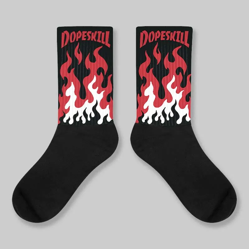 Bred 11s DopeSkill Sublimated Sock FIRE Graphic sold by DopeSkill