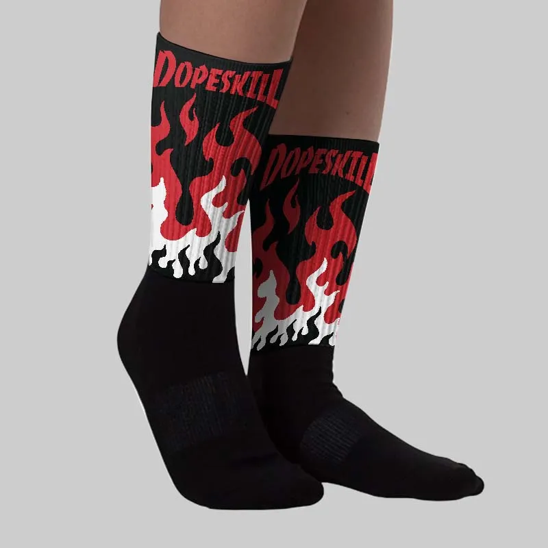 Bred 11s DopeSkill Sublimated Sock FIRE Graphic sold by DopeSkill product image thumbnail 2