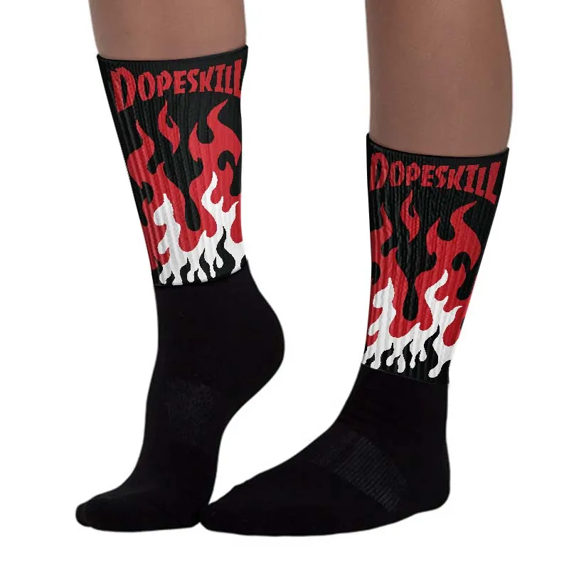 Bred 11s DopeSkill Sublimated Sock FIRE Graphic sold by DopeSkill product image thumbnail 3